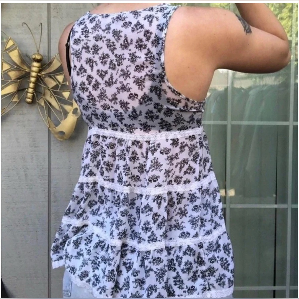Vintage Y2k M Baby Doll Victoria's Secret Top Floral Lace Trim Dainty - Picture 2 of 7